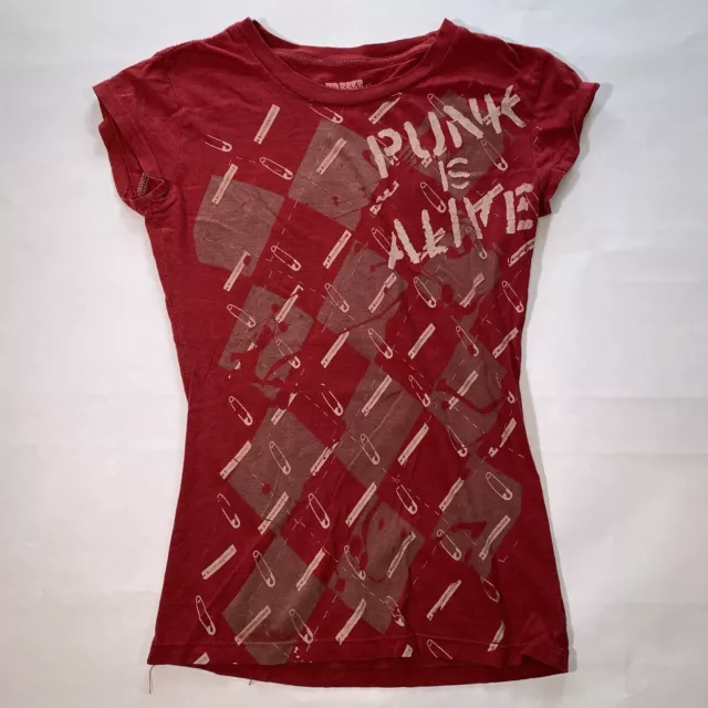 Punk Is Alive Music Women’s Red Graphic T Shirt Sz XS