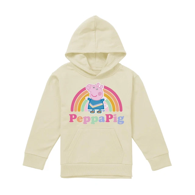 Felpa con cappuccio bambina Peppa Pig maglione pullover arcobaleno 3-6 anni ufficiale