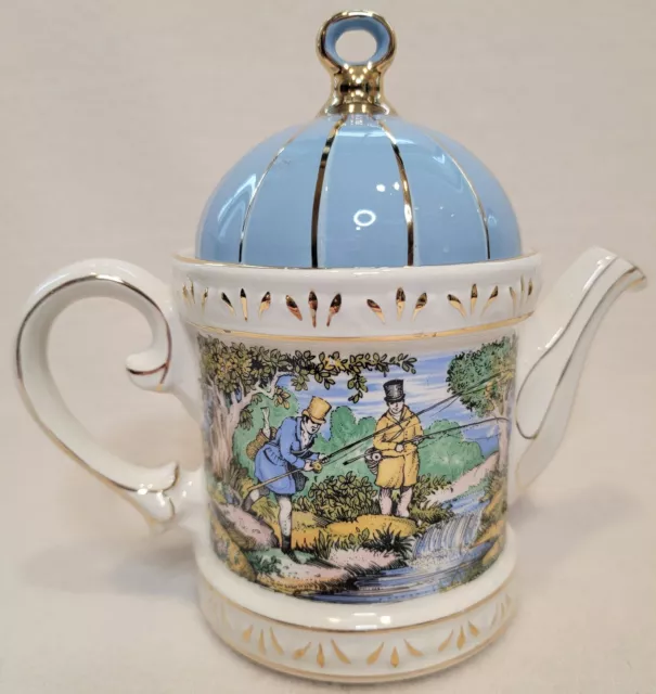 Sadler Vintage Teapot Sporting Scenes Of The 18th Century Staffordshire Fishing