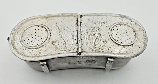Boîte De Pêche à La Mouche Vintage Métal Noir - Avec Compartiments Et Contenu - UK