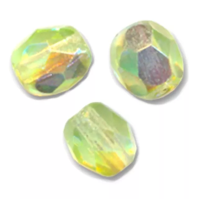 50 Perles Facettes en cristal de boheme 4mm - YELLOW PERIDOT AB