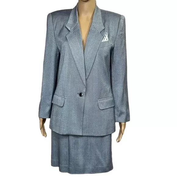 NWT Women Size 14 Petite (14P) Worthington Vintage Herringbone Skirt Suit Set