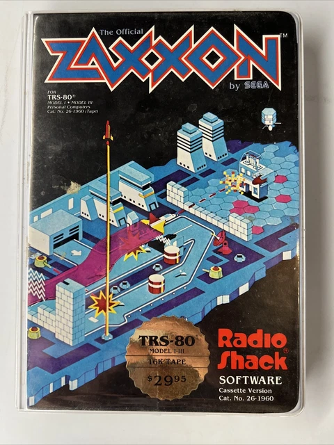 Sega TRS-80 Zaxxon Model I-III 16k Tape Radio Shack Complete In Box 1983 Cassett