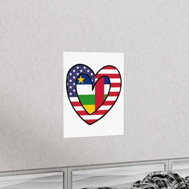 Central African Republic American Heart Wedding Gift Flag Premium Matte Poster