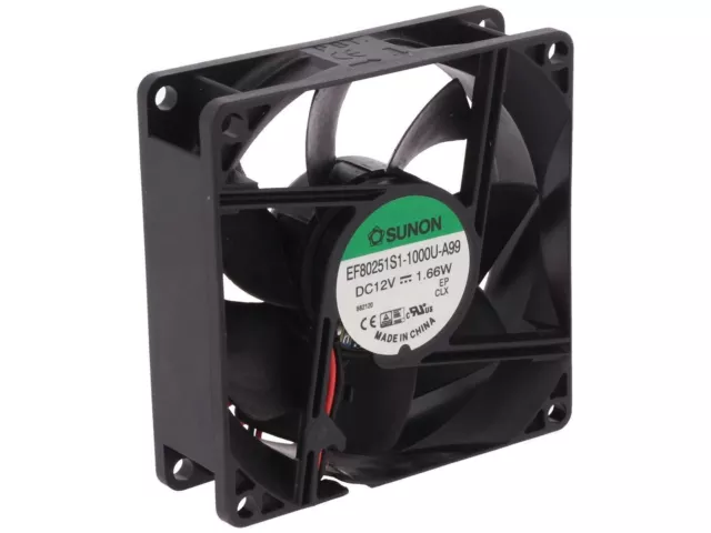 Sunon Fan DC Axial Cooling 12VDC 80x80x25mm EF80251S1-1000U-A99 69.29m3/h 33dBA