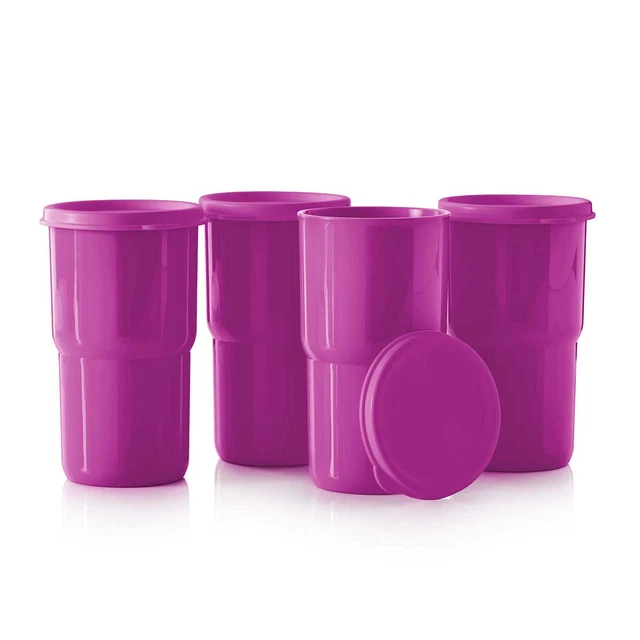 NEW TUPPERWARE 12 Ounce TableTop Stacking Tumblers with Seals Purple