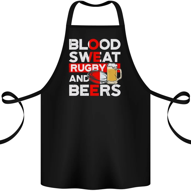 Blood Sweat Rugby and Beers England Funny Cotton Apron 100% Organic