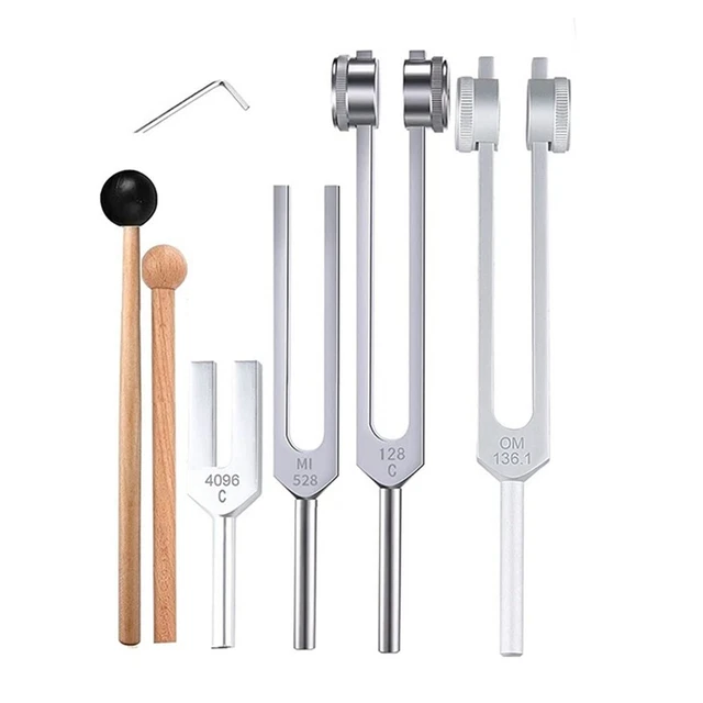 2X(4Pcs Tuning Fork Set(128Hz, OM 136.1Hz, MI 528Hz, 4096Hz),for Healing Chakrh
