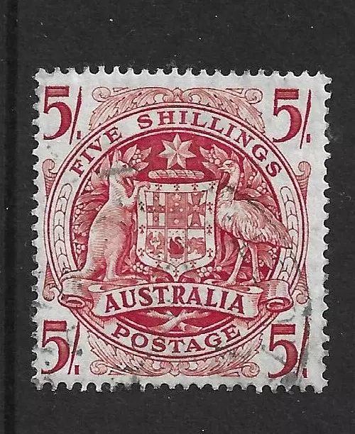 AUSTRALIA 1949 - High Value Five Shillings - 5/- Claret  - SG 224a - Fine Used