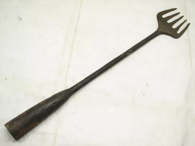 Antique 5-Tine Fish Eel Frog Gig Tool Spear Head Hand Forged Fishing Tool Fork A