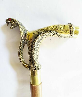 Vintage Style Brass Head Handle Victorian Walking Stick Antique Wooden Cane