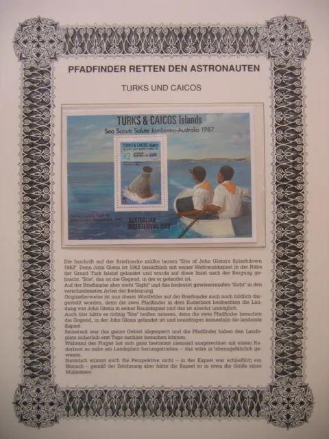 Irrtümer auf Briefmarken / Turks and Caicos 1988 Mi bl. 71 : Mercury Spaceflight