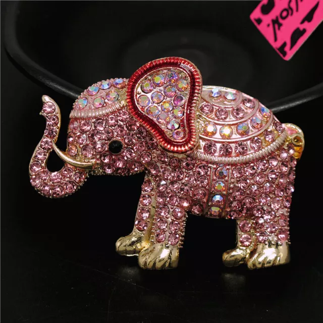 Lovely Crystal Cute Pink Thai Elephant Fashion Lady Charm Women Brooch Pin