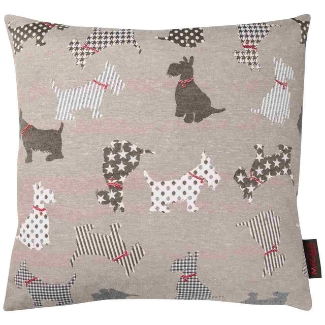 Magma Wendekissenhülle Kissenbezug Zierkissenhülle Fiffi Hund Beige Weiß 40x40