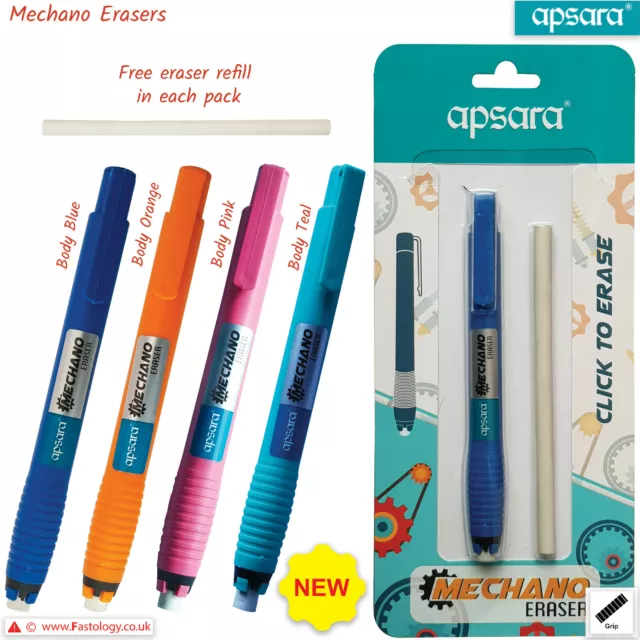 MECHANO Soft Rubber Eraser Pen + Refill Art Sketch School Office Home Stationery