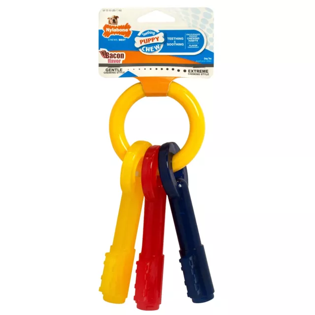 Nylabone Gentle Puppy Dog Teething Chew Toy Keys, Bacon Flavour, Extra Small, fo
