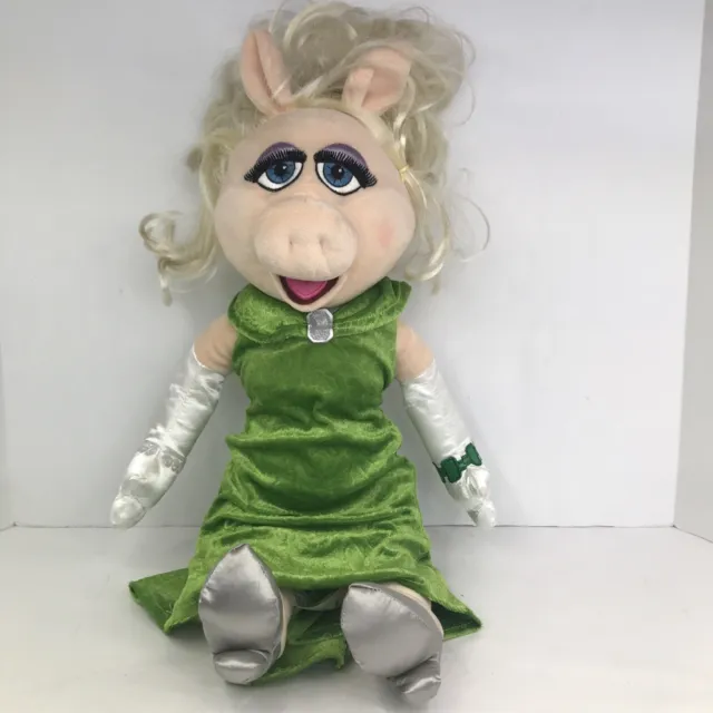 Disney Miss Piggy Bean Bag Plush Green Doll Muppets Most Wanted Authentic 19 in