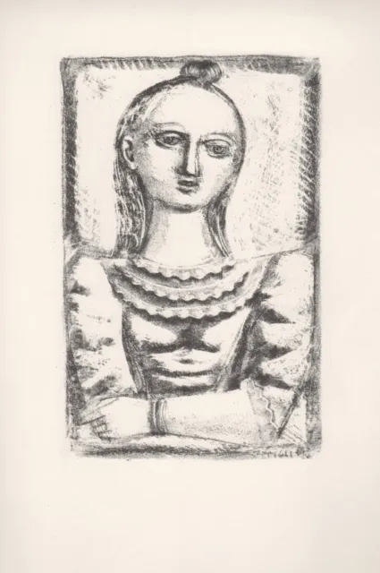 Massimo Campigli - Busto - Litografia firmata su lastra