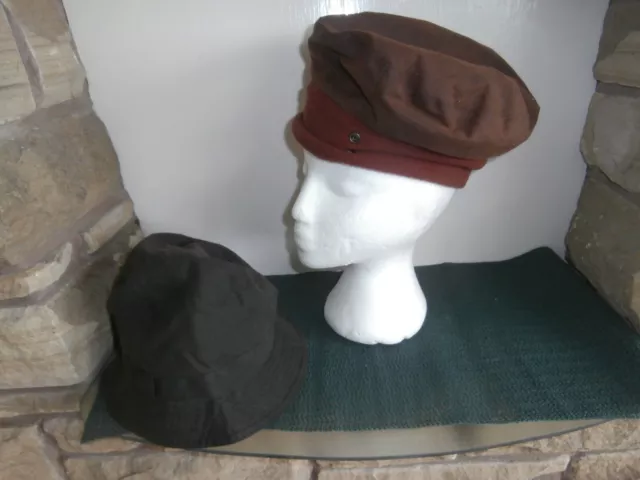 Wax Hats X 2, Green, Large. Plus Russet Head Wear Company Medium