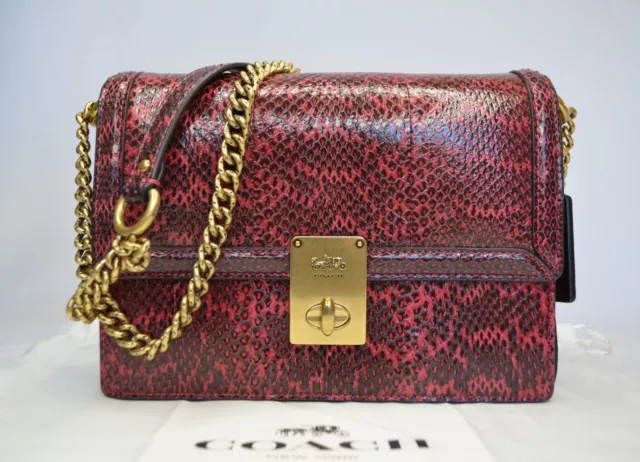 NWT COACH HUTTON Shoulder Bag With Tea Rose Brass Straw Chalk