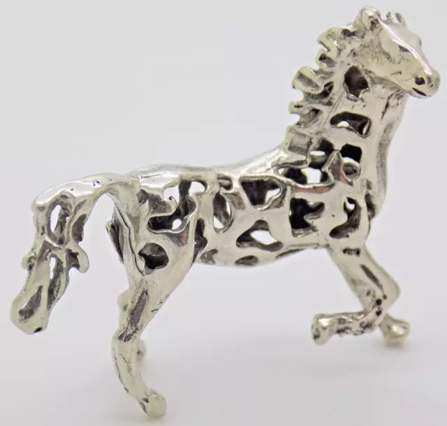 Vintage Italian Handmade Genuine Silver Horse Dollhouse Miniature Figurine