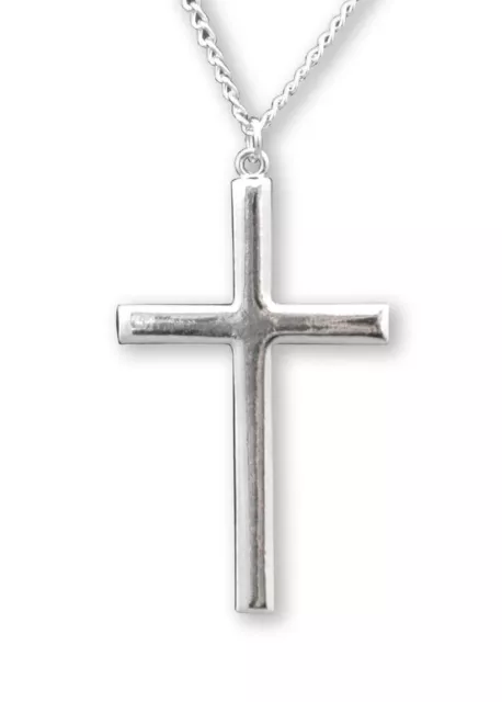 Polished Silver Finish Cross Medieval Renaissance Pewter Pendant Necklace NK-24