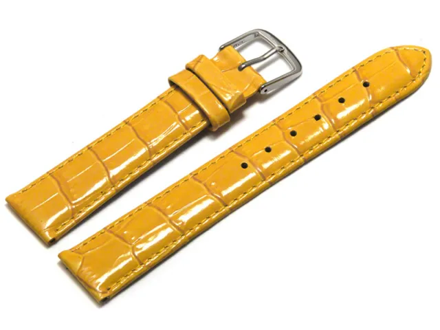 Bracelet montre cuir grain croco jaune 12mm 14mm 16mm 18mm 20mm 22mm