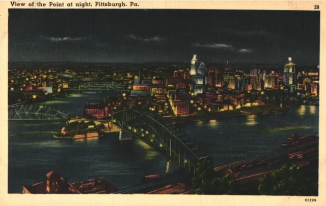 The Point State Park Pittsburgh Pennsylvania Postcard Night Aerial View