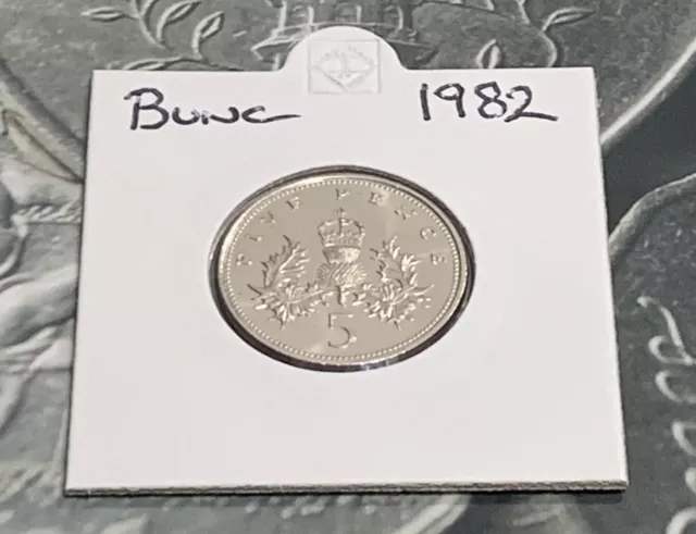 1982 5p Large Five Pence Thistle Brilliant Uncirculated UK BUNC UNC 3