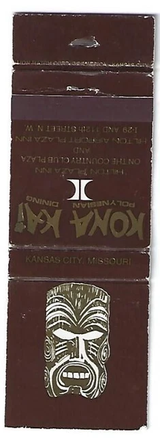 Tiki God Tropical Matchbook Kona Kai Kansas City, MO Hilton Inn