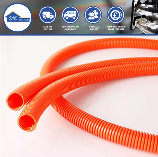 Orange LSOH PP Corrugated Flexible Conduit For Cables 20/25/32mm, 50/100m Reel