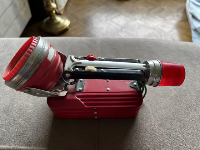 Vintage Flashlight Huntlite Hilco Red Metal Hand Lantern Working