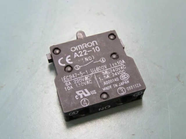 Omron  A22-10 Qty of 5 per Lot SWITCH BLOCK GP SPST-NO 10A; Configurable Contact
