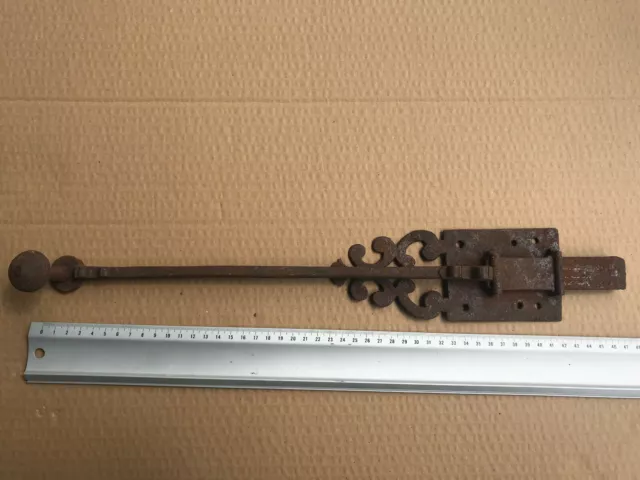 Antique french 18th century Large hand forged Iron Door Latch slide bolt lock