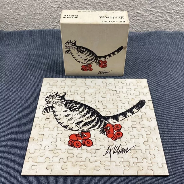 Vintage B. Kliban Cat "Skateycat" 100 Piece Boxed Jigsaw Puzzle 7"x7"