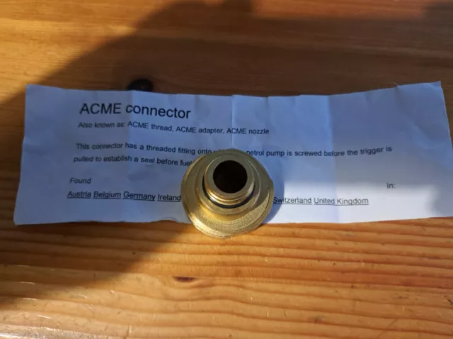 Autogas/LPG Euro ACME Filler Adapter for Alugas Gaslow GasIt Motorhome LPG Car