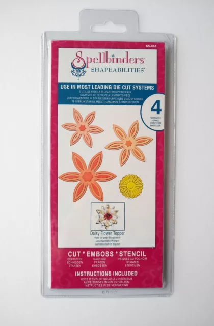 Spellbinders Shapeabilities Dies Daisy Flower Topper  4 Dies  Floral Cardmaking