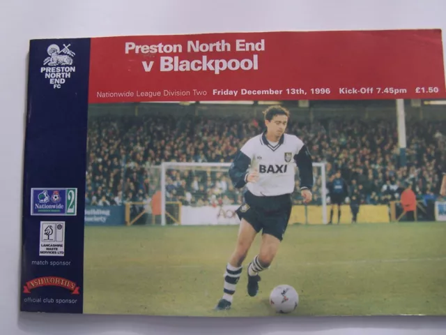 Preston North End, Blackpool, Nationwide Division 2, 1996, Football Programme
