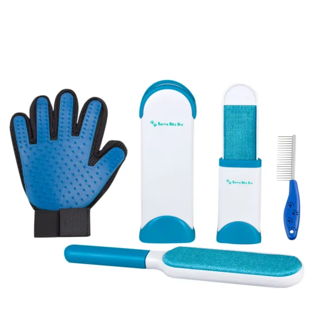 Pet Fur Cleanup Kit, Grooming Glove, Comb, Lint Hair Wand, & Travel Size Wand