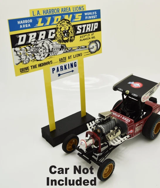 LIONS Drag Strip metal Diorama Sign 1:18 1:24 NHRA SoCal fuel altered gasser