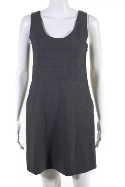 ⭐️ THEORY Womens Sleeveless Mini Sheath Scoop Neck Dress Size 2 Gray Wool $245