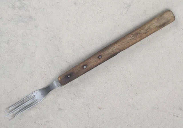 Vintage 1800s Civil War Era Long Wood Handle 3 Tine Fork 10.75" Total Length
