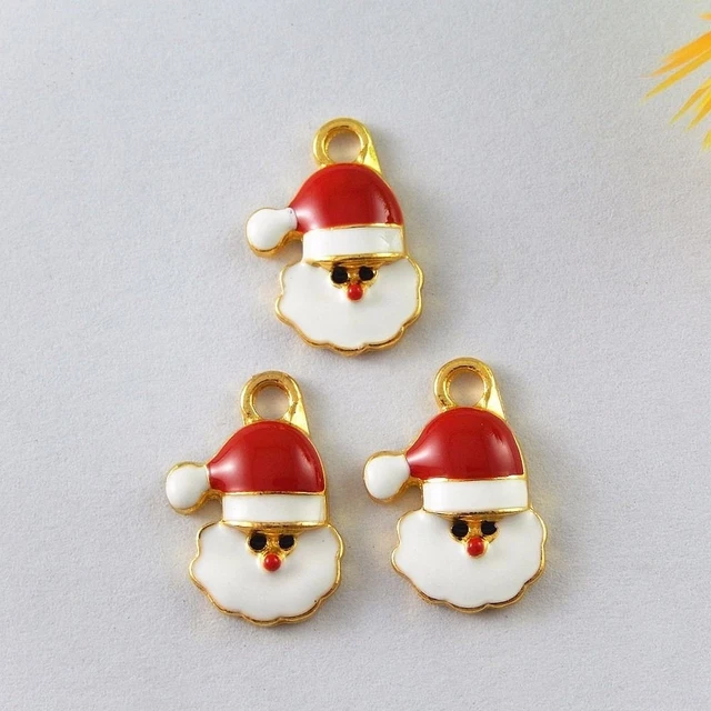 Gold Legierung Emaille Weihnachtsmann Kopf Charme Anhänger Schmunck 30 Stück