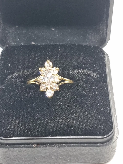 Bague Ancienne Marquise Design Scandinave En Argent Massif 950 Avec Nacre - Occasion Portée