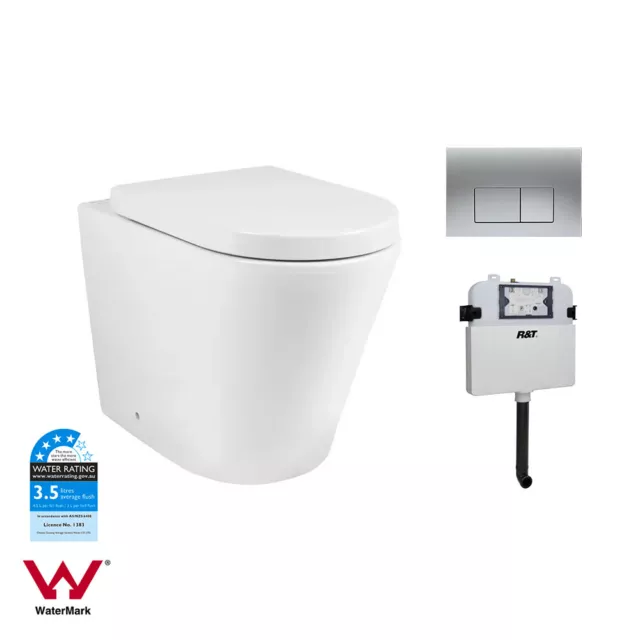 ALZANO Rimless Round In-Wall Concealed Ceramic Back to Wall Faced Toilet Suite