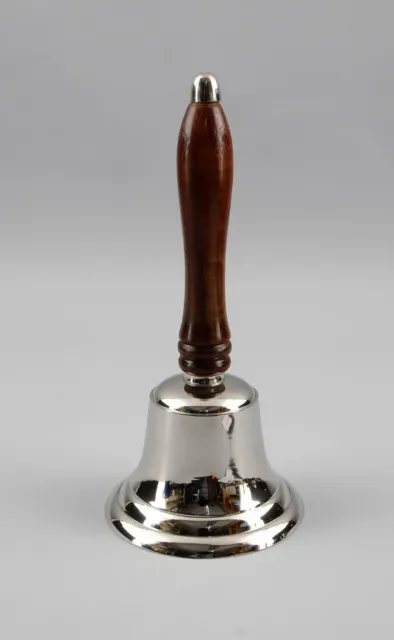 9977131 campana de mano plateada campana escolar niquelada mango de madera H21cm