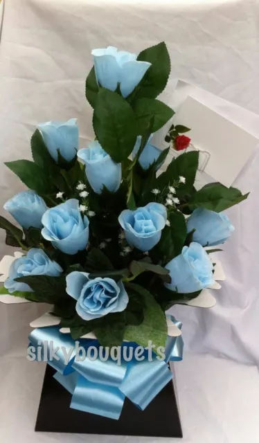 Boîte-cadeau bouquet fleurs en soie artificielle douzaine de roses fausses fleurs fleur hôpital 2