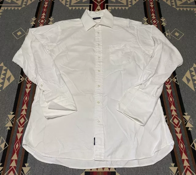 Burberry London Shirt Mens White 16.5 L Long Button Front French Cuff Dress B4