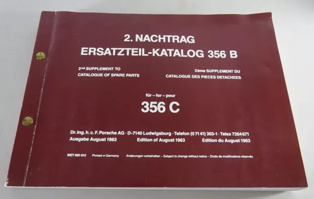 2. Nachtrag zum Teilekatalog / 2nd Supplement Parts List Porsche 356 C 08/1963