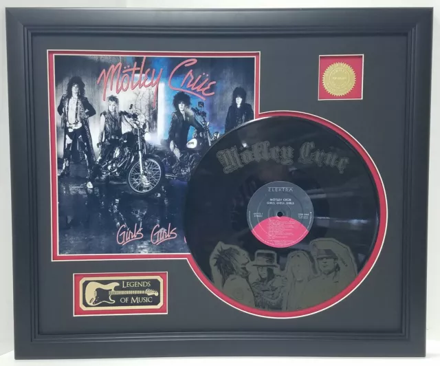 Motley Crue laser etched limited edition vinyl framed record display